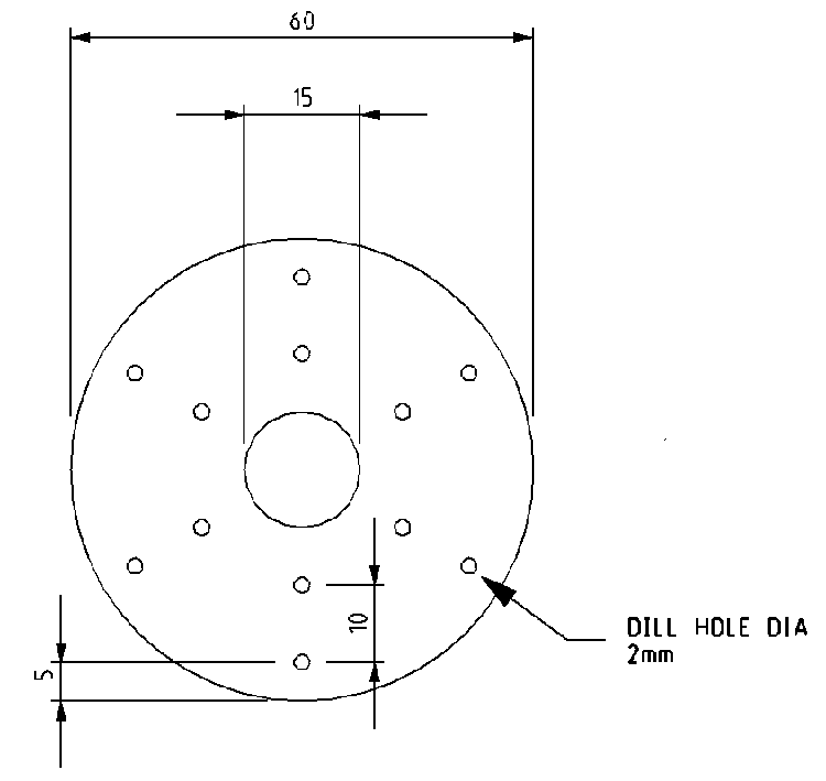 Fig 1   435MHz 1/4 wave ground plane radial element mounting plate.